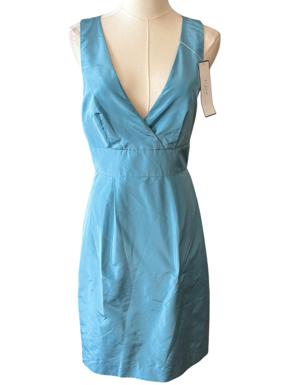 NWT J. Crew Sky Blue Silk Sheath Cocktail Dress Size 2